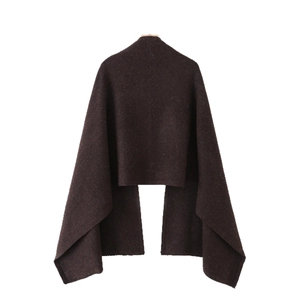 Minimalist solid color knitted shawl scarf in dark coffee brown for men and women