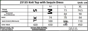 Detailed size chart for retro sleeveless sequin拼接 patchwork dress showing S to XL dimensions