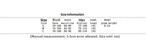 Size chart for women's slim fit jumpsuit with bust, waist, and length in cm