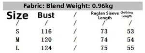 Size chart for women's double-breasted coat showing fabric details and measurements