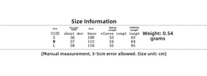 Detailed size chart for animal print patchwork hoodie with S M L measurements in cm