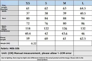 Size chart table for V-neck long sleeve top showing measurements in CM from XS to L size