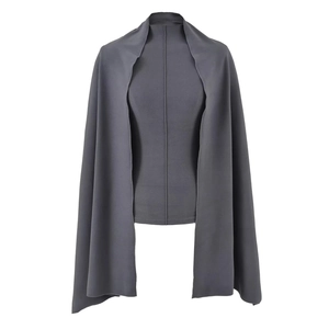 Slim fit velvet base top with a matching dark grey shawl cape two-piece set