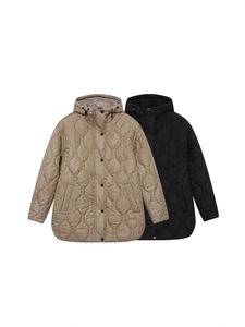 Women Casual Hooded Quilted Jacket Mid-Length Lightweight Padded Coat For Autumn Winter Waterproof Solid Color Outwear
