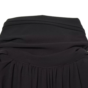 Elegant black pleated chiffon blouse for women with sophisticated draped long sleeve detail