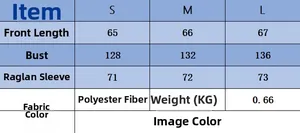 Detailed size chart for the women knitting sweater with bust and length measurements