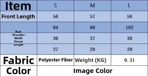 Detaillierte Größentabelle und Maße für das Strickoberteil mit Puffärmeln