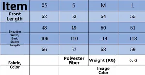Size chart for textured PU leather jacket with measurements for XS S M L sizes