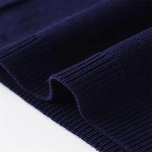 Women V-neck short sleeve knit sweater in navy blue with detailed ribbed texture finish