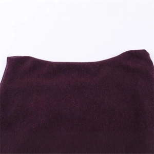 Women's chic dark purple off-shoulder knit sweater featuring thick wool-like fabric texture