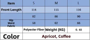 Size chart table for hooded sweatshirt and pants set showing length, hips, and waist measurements