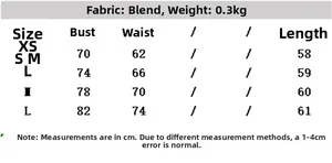 Detaillierte Größentabelle und Materialangaben für Damen Freizeitkleid XS bis L