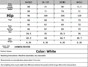 Tableau détaillé des tailles pour pantalons larges taille haute avec infos matières