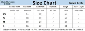 Size chart for slim fit mini dress showing bust, waist, and length in sizes XS to L