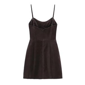 Detailed back view of a slim mini dress with adjustable straps and invisible zipper