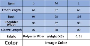 Size chart for women knitwear showing measurements in centimeters and fabric details