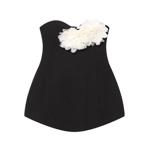 Robe Mini Bustier Femme Polyester Fleur En Maille 3D Couleur Contrastée Élégante Sans Manches Sexy Ligne A Fermeture Éclair