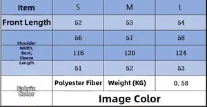 Size guide table for women's winter knit jacket with fabric and weight details