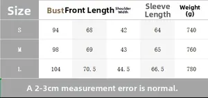 Detailed size chart for slim fit blazer featuring bust and weight specs for S, M, L