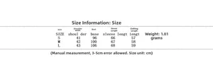 Size chart with measurements for women's faux fox fur coat showing shoulder, bust, and length