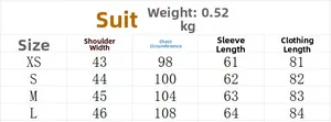 Tableau des tailles détaillé pour blazer fleuri avec mesures en cm et en grammes