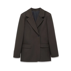 Giacca Blazer da Donna Street Fashion Casual Slim Fit Colletto a Revers Bottone Singolo Manica Lunga Capispalla Cappotto Marrone Scuro