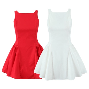 Women Sexy One Shoulder Backless Pleated Mini Dress Solid Color Sleeveless A-Line Vest Dress Elegant Streetwear Party Evening