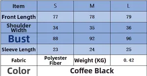 Detailed size chart for women slim fit casual mini dress in brown and black colors