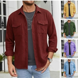 Herren Casual Langarm Hemd Strukturierte Vertikale Streifen Button Down Hemd Mit Doppelten Taschen Streetwear Mode Top Für Herren
