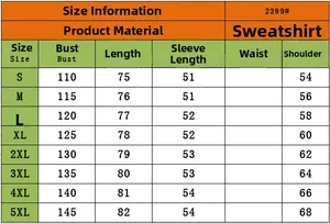 Detailed size chart for women's hooded wool coat showing measurements from S to 5XL