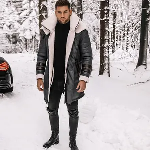 Heren winterjas van grijs imitatie suède met warme fleece reverskraag en polsbandjes