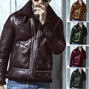Chaqueta de invierno para hombre en ante sintético con cuello de borrego en cinco colores