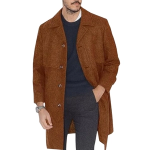 Herren Wollmantel in Rostbraun mit Reverskragen und Einreiher-Design für Business-Look