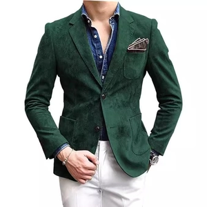 Men's Casual Blazer Jacket Slim Fit Single Breasted Notch Lapel Polyester Suede Texture Solid Color Business Fashion Top