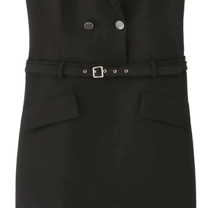 Fashionable black mini blazer dress with belt and silver buckle for women stylish look