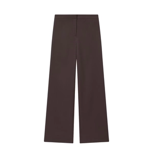 Deep brown high-waisted wide-leg trousers in a modern professional tailored fit