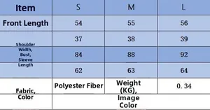 Detailed sizing guide chart for women's knit cardigan showing S M L dimensions in cm