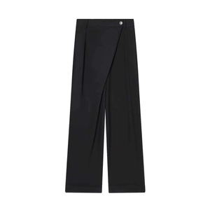 Women's Fashion Asymmetric High Waist Wide Leg Pants Solid Color Office Lady Commute Elegant Straight Trousers For Women