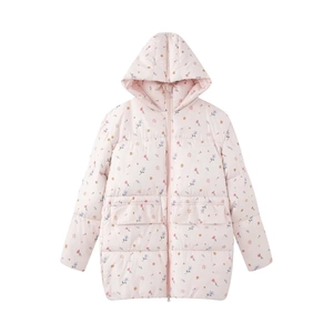 Parka d'hiver à fleurs pour filles avec rembourrage chaud et poches avant pratiques
