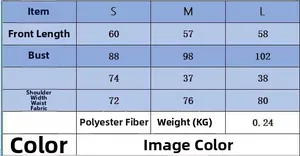 Detailed size chart for women's knit top including bust, waist, and length measurements