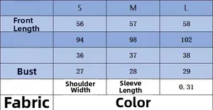 Size chart for women's grey high neck knit top showing S, M, L dimensions and fabric info