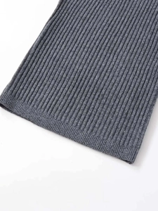 Detailed close-up of dark grey ribbed knit texture showing the high-quality soft fabric