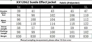 Tabella taglie dettagliata per cappotto scamosciato con misure dalla taglia XS alla XL