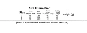 Size chart for brown cinched waist blazer showing shoulder, bust, sleeve, and length specs