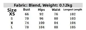 Size chart for lace slip maxi dress showing bust, hip, waist and length in cm