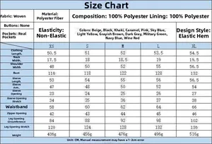Detailed size chart for vintage short jacket showing chest and length measurements