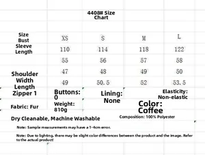 Size guide for vintage short jacket with detailed chest and sleeve measurements