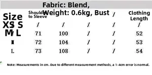 Size chart for red reindeer snowflake knit sweater showing measurements in centimeters