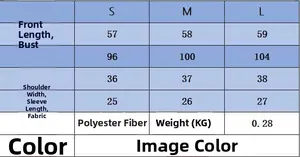 Size chart table for grey short sleeve knit top showing bust and length in centimeters