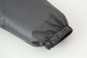 Detailed macro view of elasticated ribbed cuffs on a black winter padded jacket
